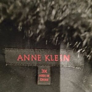 Anne Klein Incline Black Pea Coat Faux Fur Collar Tailored Winter Coat